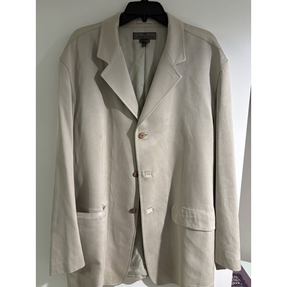 Tommy Bahama TB Island Soft 100% Silk Blazer Sport Coat XL Beige 3 Button